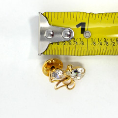 Vintage Gold Tone Angel Figure Lapel Pin Clear Crystal Accent 1 Inch