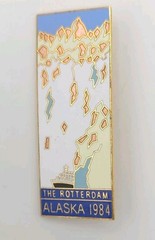 Vintage Alaska 1984 The Rotterdam Cruise Ship Map Enamel Lapel Pin William Spear