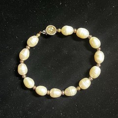 Freshwater Pearl Bracelet – Cream/Ivory Base Metal Clasp, Vintage Style