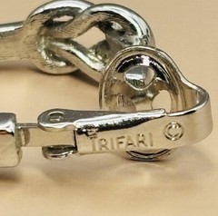 Trifari Earrings Clip On Silver Tone Love Knot Hoops