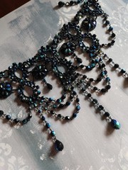 Vintage bead necklace NWT Nancy K designs Czech Republic black iris collar