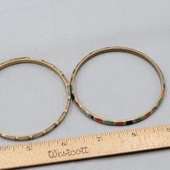 Vintage Bangle Bracelet Lot of 3 Brass Inlay Made in India