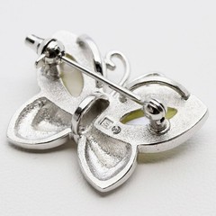 Tasaki MOP Mother of Pearl Shell Butterfly Papillon Brooch Silver Japan Vintage