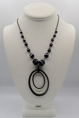 Antique Victorian Banded Agate Style Glass Bead Necklace/Boho/Shabby Chic