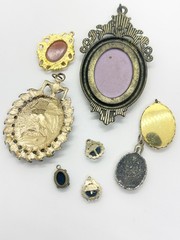 Vintage Cameo Brooch Pendant Lot of 8 Resin Gold Tone Victorian Revival