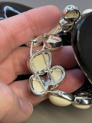Vintage Napier Link Necklace Bracelet Cream Silver Tone