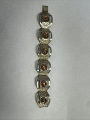Vintage Mexico Sterling Silver Dragon’s Breath Opal Glass Bracelet