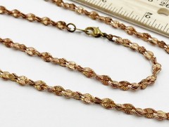 Vintage Rose Brass Twisted Hammered Double Cable 4mm. Chain 24″ Necklace W804