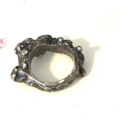 Vintage Brutalist Ring Sterling Silver Modernist Abstract Studio Artisan Sz 4.5