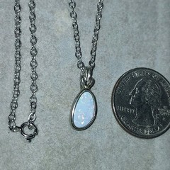 Vintage 925 Sterling Silver Genuine Opal Pendant/Necklace-18″ Chain-6g