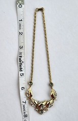 Hess-Appel NY Jolle 1940s Necklace Yellow Gold Plated Rhinestone Choker 15.25″