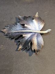 Vintage Maple Leaf Blue Silver Brooch Pewter Textured Fall Autumn Pin