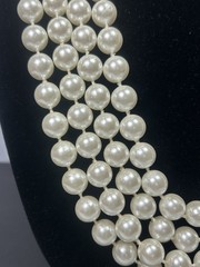 118″ Vintage Single Long Strand Faux Imitation White Pearl Necklace