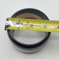 Vintage Wood White Black Acrylic Or Resin Asymmetrical Design Bangle Bracelet