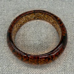 Vintage Lucite Bracelet Bangle Leopard Print Asymmetrical Size 7.5