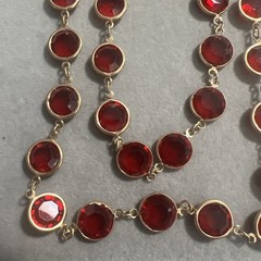 Vintage Swarovski Red Crystal Bezel Set Necklace 34”