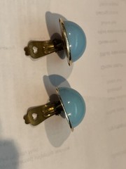 Earrings Vintage Half Moon Powder Blue Metal Clips Very Light Weight