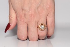 Antique Circa 1900s 18k Gold Natural Rose Cut Diamond Solitaire Ring
