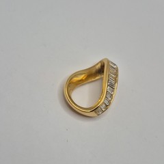 Vintage Swarovski Yellow Gold Plated Rhinestone Ribbon Slide Pendant
