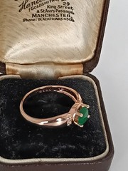 Vintage 1990-s 14 Ct Rolled Gold Emerald Ring Size UK P US 7 1/2 Hallmarked!