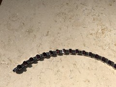 ❤️✨VINTAGE Sterling Silver EMERALD CUT GARNET & MARCASITE ESTATE Tennis Bracelet