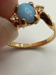 Estate Vintage 18kt Yellow Gold Filled Opal & Diamond Ring Size 9.25 Stamped