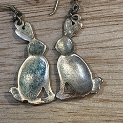 Brass Bunny Rabbit Earrings Vintage Dangle From Estate