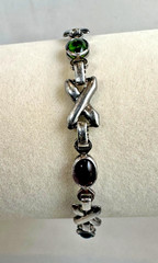 925 Sterling Silver Italy Bracelet With multi color Stones. 7.66g L- 7.5 in.