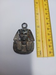 Vintage King Tut Medallion Necklace Head Large Egyptian King Tut Statue Figurine