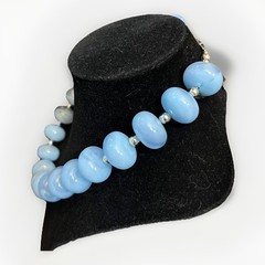 Geniune Lucite Necklace Chunky Collar Pale Blue Silver Tone Made In Hong Kong