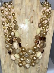 Vintage 1960s Japan Glass And Other Stones Multi-strand Necklace & Earring Set