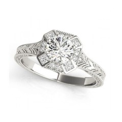 1 Ct White Round Cut Simulated Diamond Retro Art Deco Antique Ring In 925 Silver
