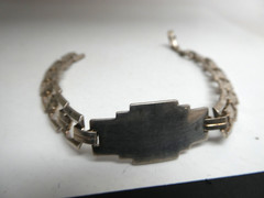 Art Deco Vintage Sterling Silver 925 Linked BLANK ID Bracelet Size 7.25″