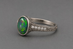 Natural Ethiopian Black Opal Ring 6×8 mm 925 Sterling Silver Vintage Oval Cab