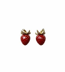 CINER 18K Gold Plated Enamel & Pavé Crystal Berry Inspired Brooch & Earrings