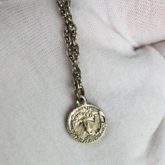 Quarter Miniature 10mm Coin Charm Pendent Necklace Silver tone Vintage 16″ chain