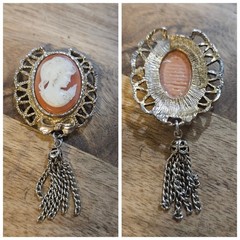 Vintage Cameo Lot of 14 ~ Pendant Stick Pin Brooch Glass Resin (Craft Projects)
