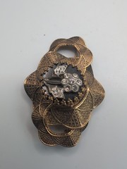 Vintage Art Deco Victorian Style Brooch With Enamel And Rhinestones