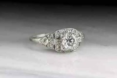 Antique Art Deco Style 2CT Lab Created Diamond Engagement 14k White Gold FN Ring
