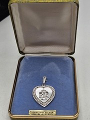Vintage Theda United States Navy MOP & Marcacites Sterling Sweetheart Pendant…