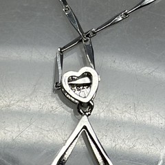 Vintage 925 Sterling Silver Love Drop Dancing Solitaire Crystal Pendant Necklace