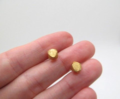 Vintage Gold Tone Solid Cube Cubed Nugget 6.4mm Stud Earrings