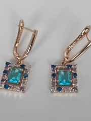 Vintage 1990-s 14 Ct Rolled Gold Aquamarine Zircons Earrings – Hallmarked 585 RG