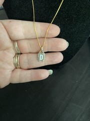 New Ross-Simons Aquamarine 14k Gold Vermeil Sterling Silver Halo Necklace 18”
