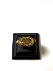 Antique greek king Bronze Ring – Tribal Intaglio Face Ring – Size 9