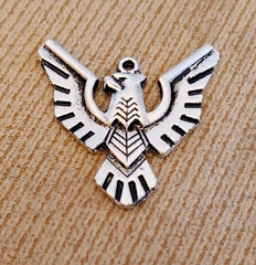 VINTAGE SILVER THUNDERBIRD ? EAGLE ? PENDANT PLATED? PEWTER? 60s ESTATE 1.5″