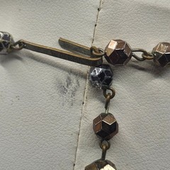 Vintage W Germany Multi Strand Beaded Necklace Gold Silver Tone Geometric READ