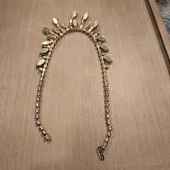 Vintage Garnet Drippy Bib Necklace Aurora Borealis Crystal Valentine Runway