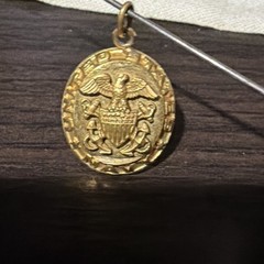 Vtg United States Navy Sweetheart Pendant Eagle Shield Gold Filled H-H Mark