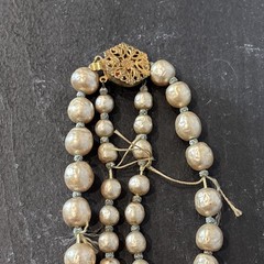 Double Strand Miriam Haskell Baroque Simulated Pearl Necklace Gold Tone Closure